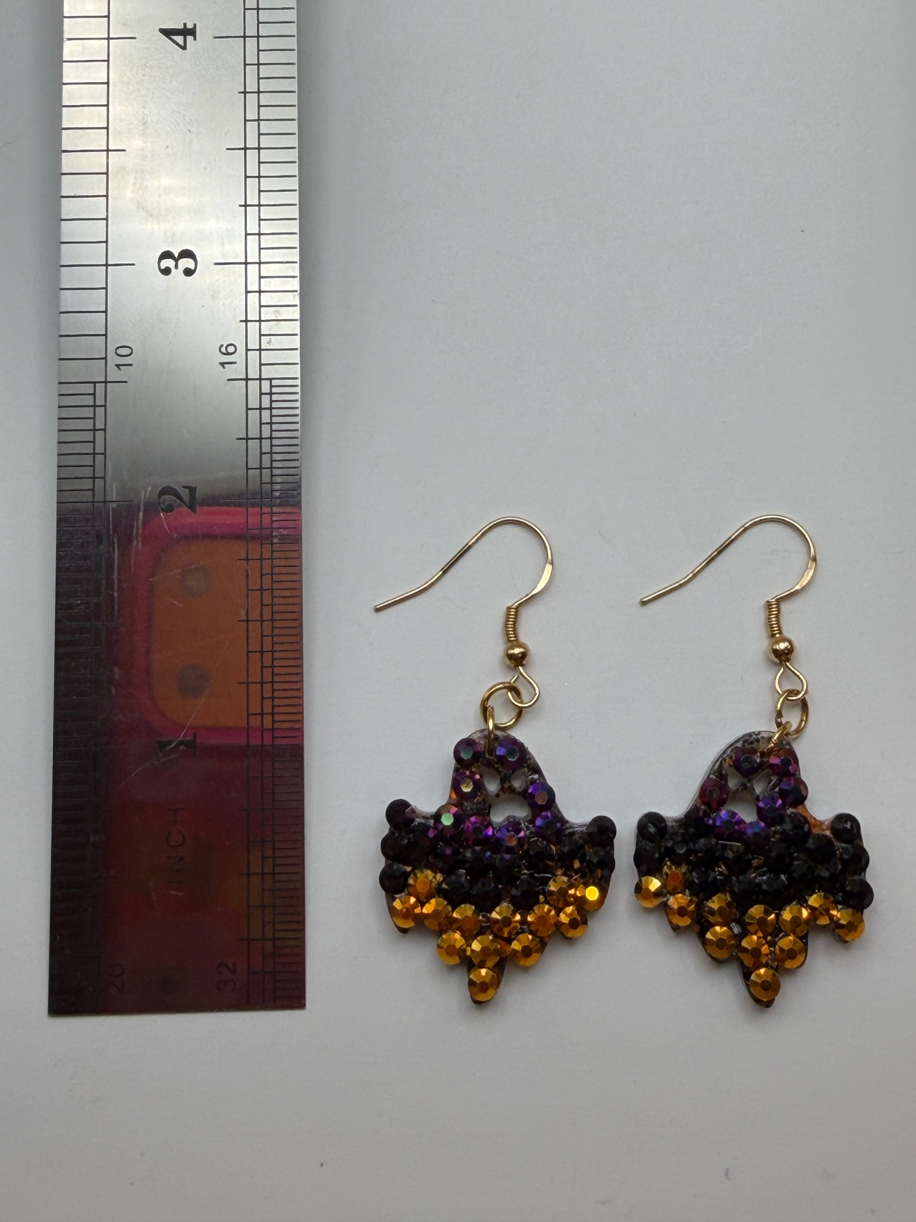 Small TriColor Ghost Bedazzled Earrings