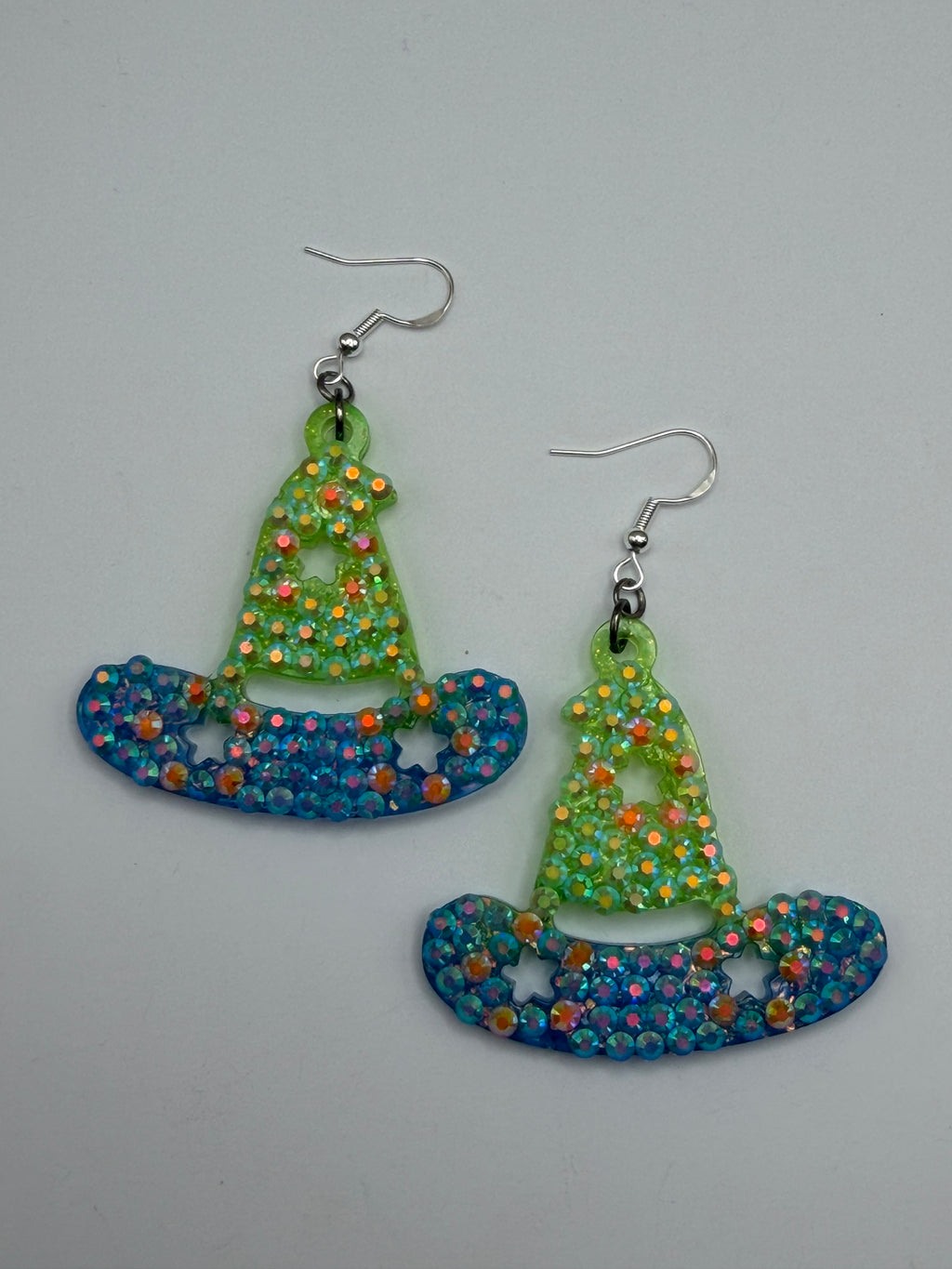 Whimsical Bedazzled Witch Hat Earrings
