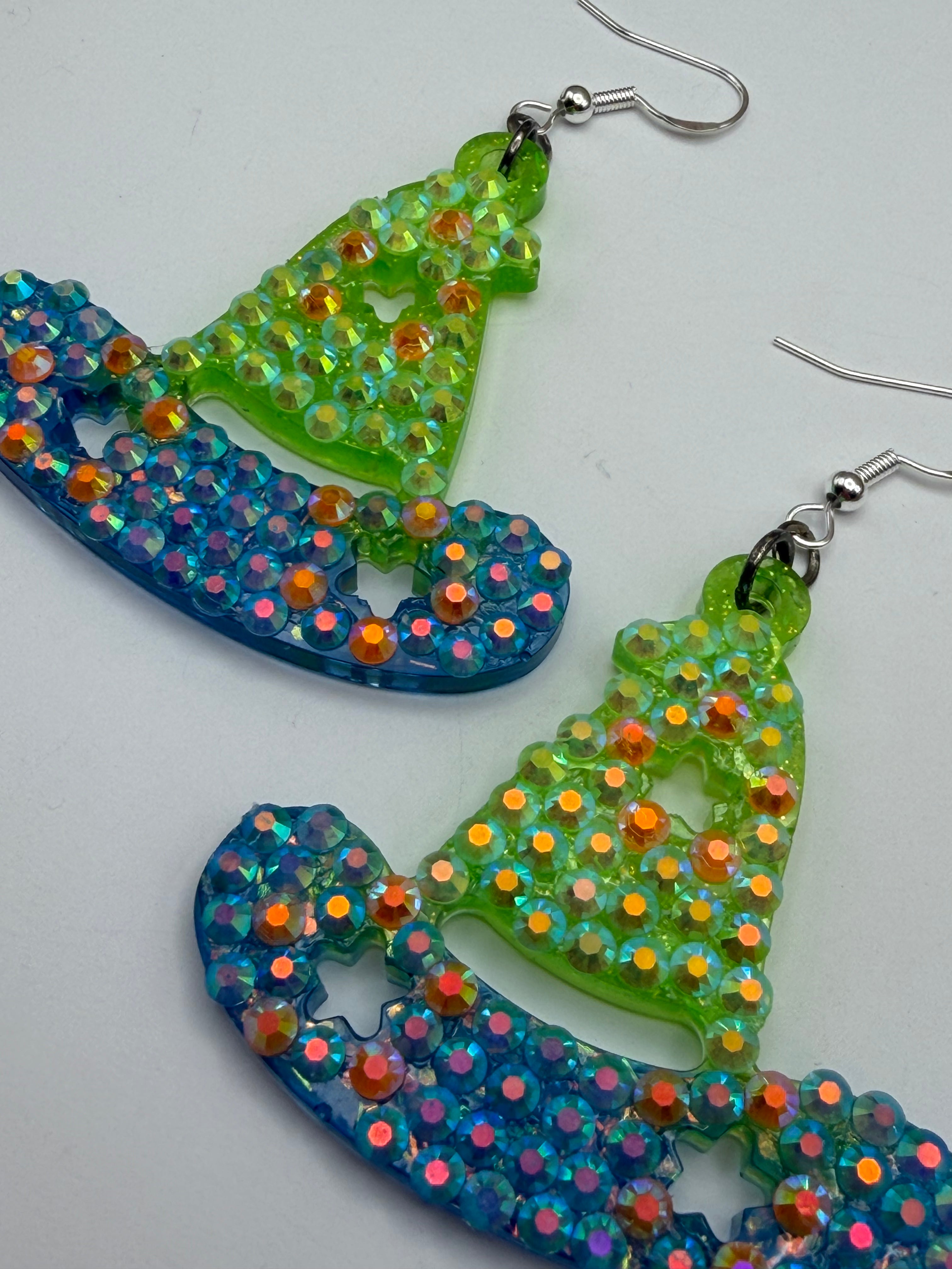 Whimsical Bedazzled Witch Hat Earrings
