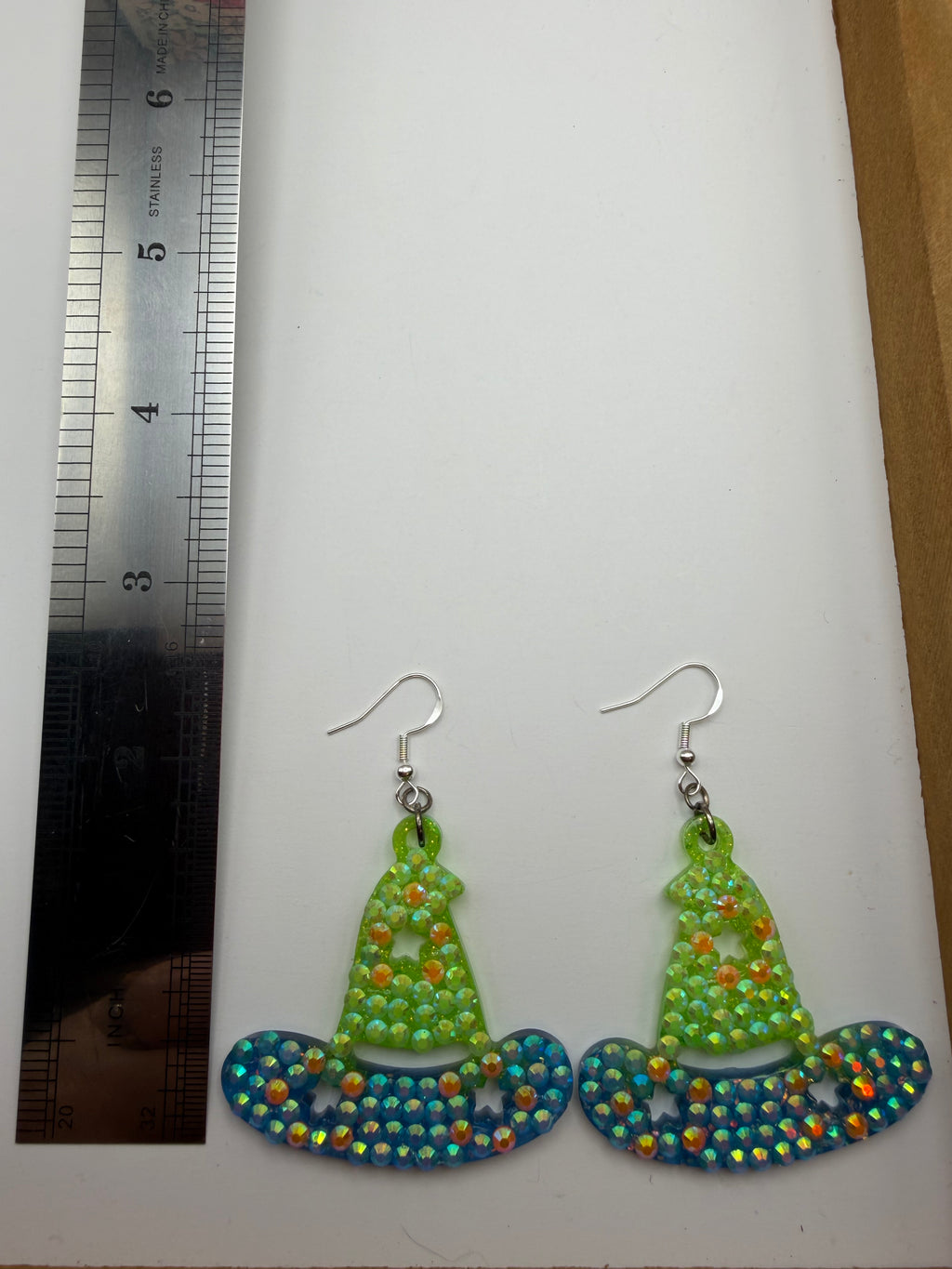 Whimsical Bedazzled Witch Hat Earrings