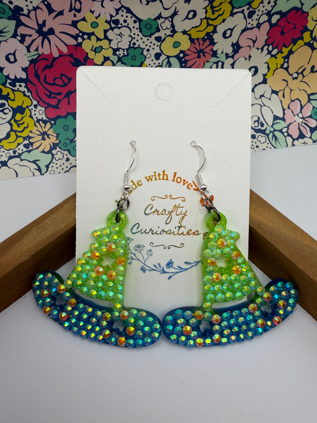 Whimsical Bedazzled Witch Hat Earrings