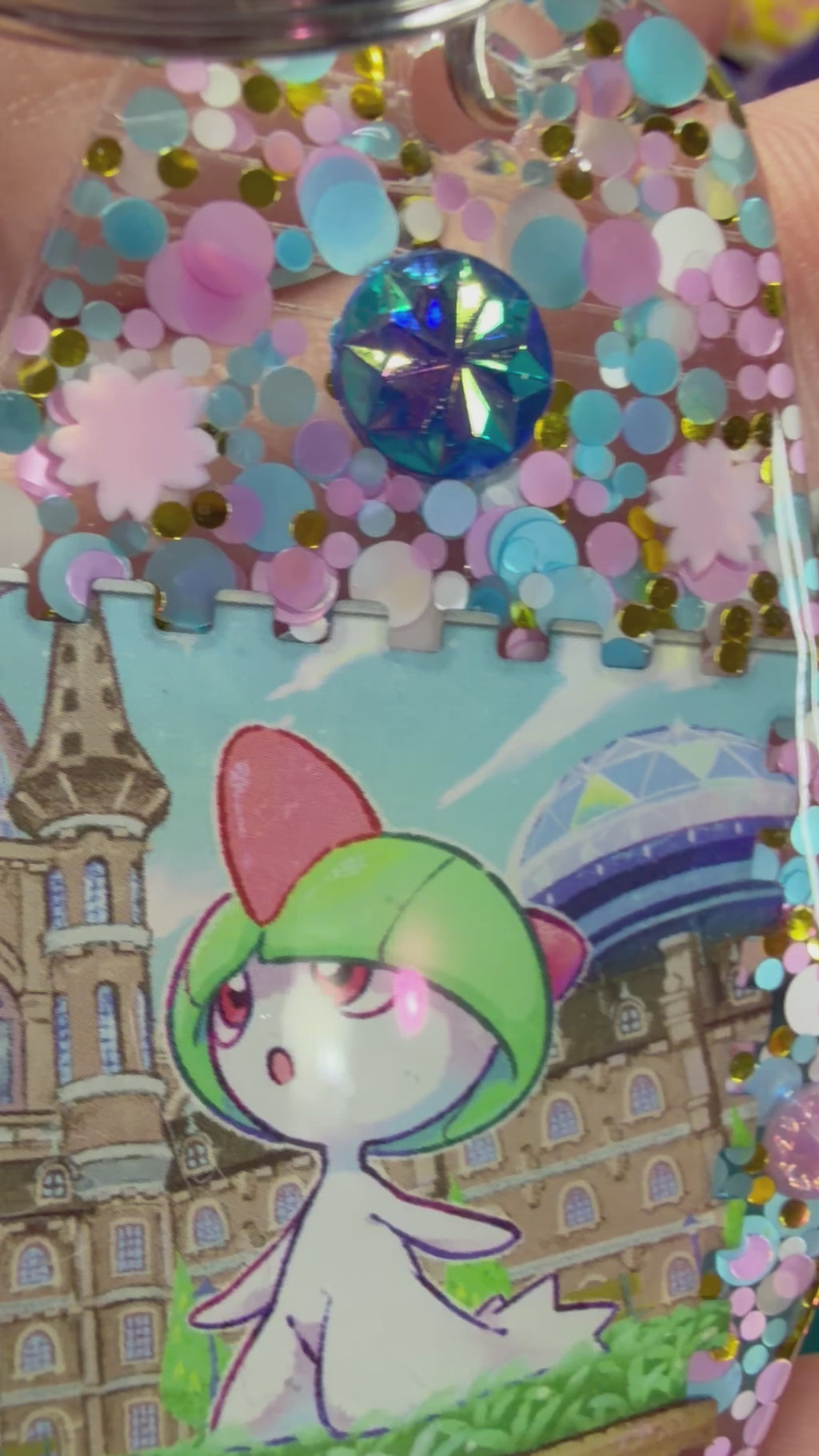 Ralts Pokemon Card Upcycled Keychain