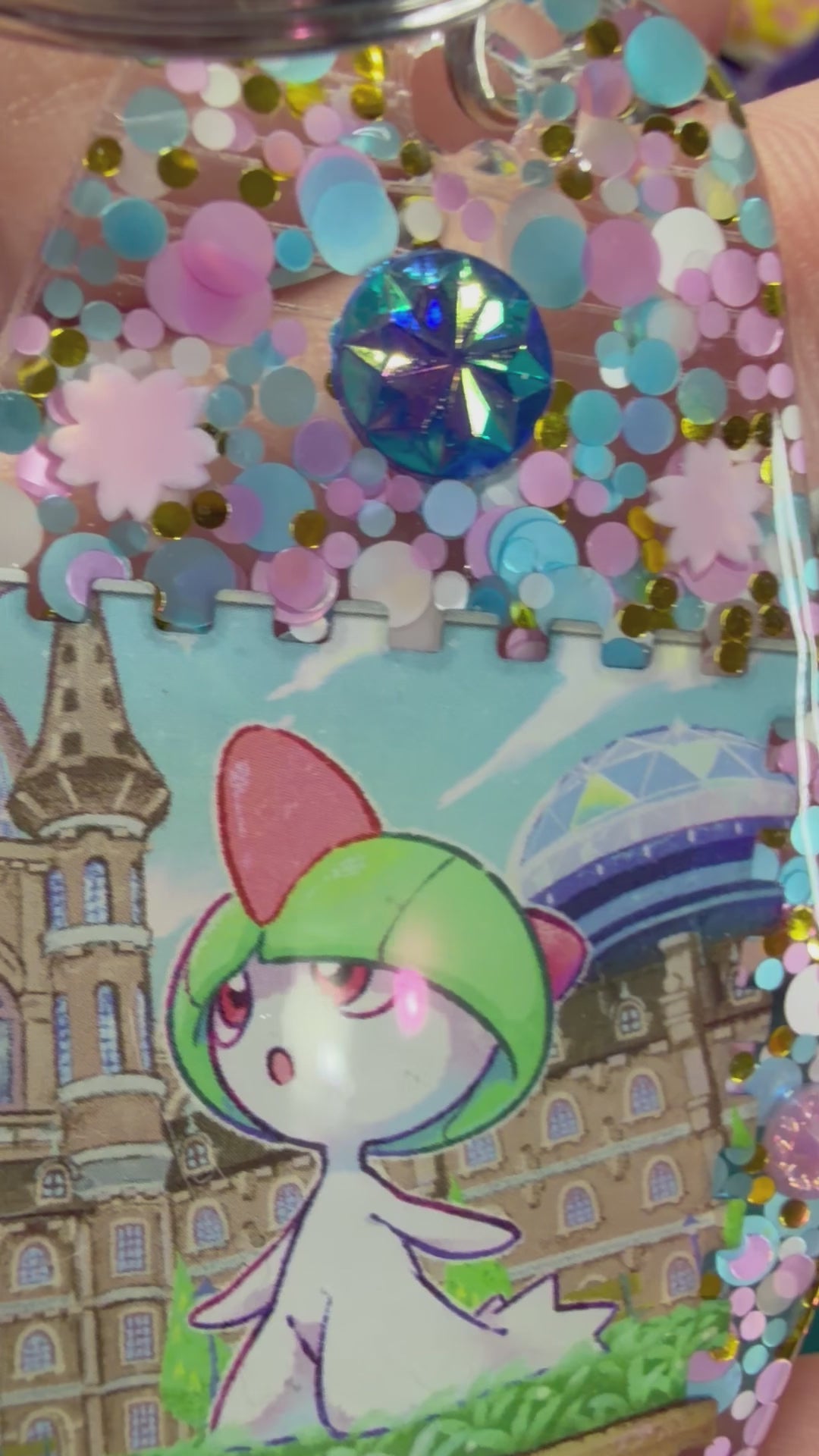 Ralts Pokemon Card Upcycled Keychain