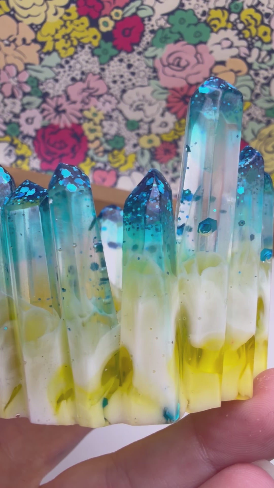 Blue, Yellow, and White Resin Crystal Jewelry/Trinket Dish