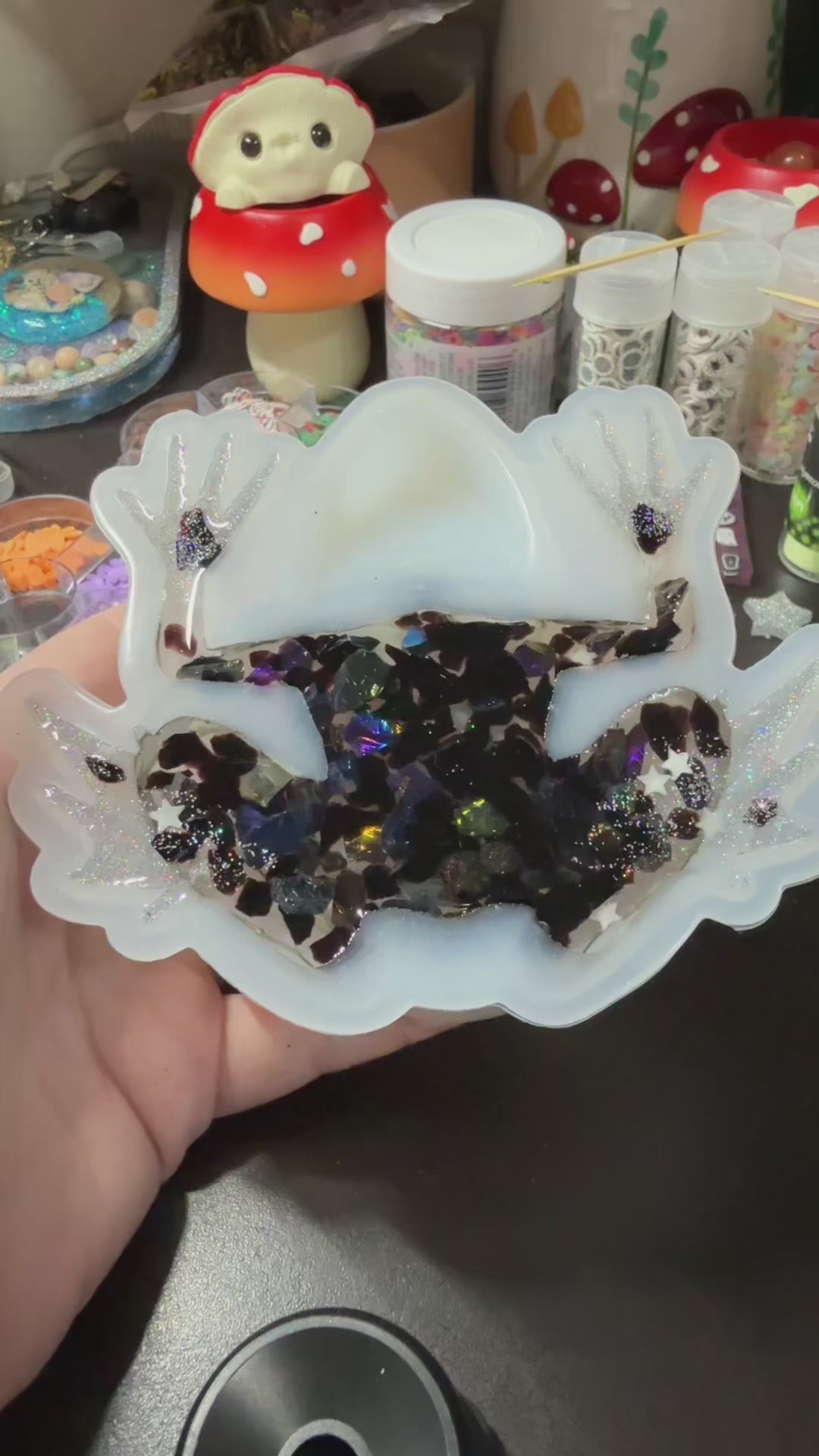 Spooky Glowing Ghost Resin Frog
