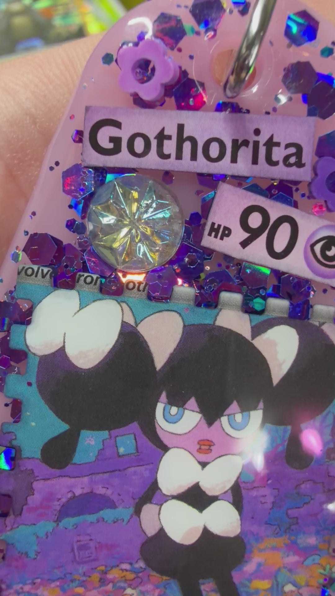 Gothorita Pokemon Card Upcycled Keychain