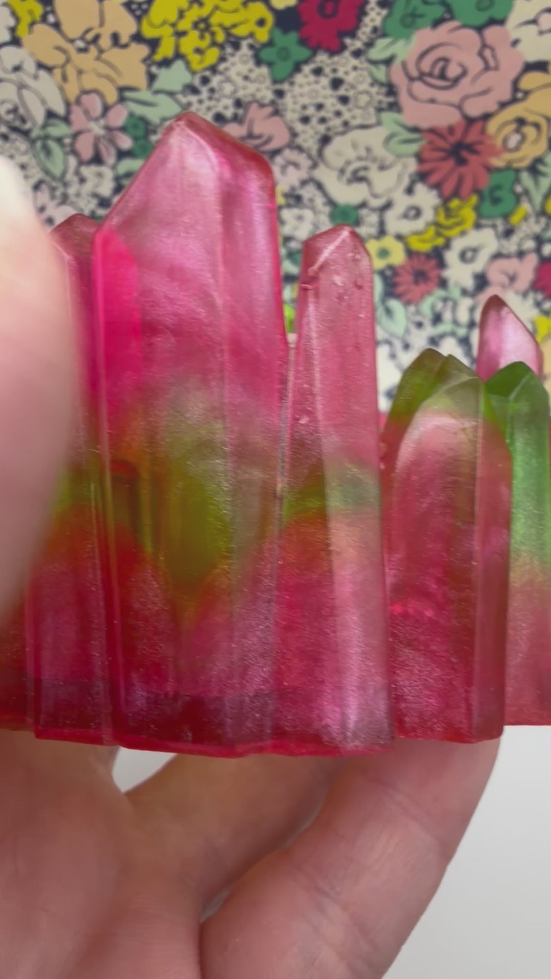 Pink and Green Swirl Resin Crystal Jewelry/Trinket Dish