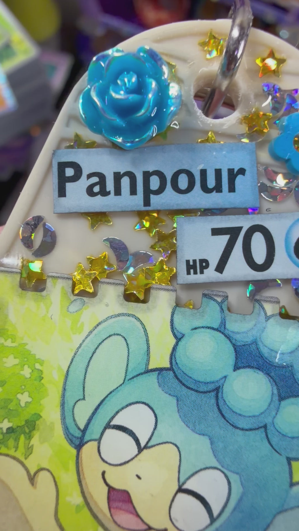 Panpour Pokemon Card Upcycled Keychain