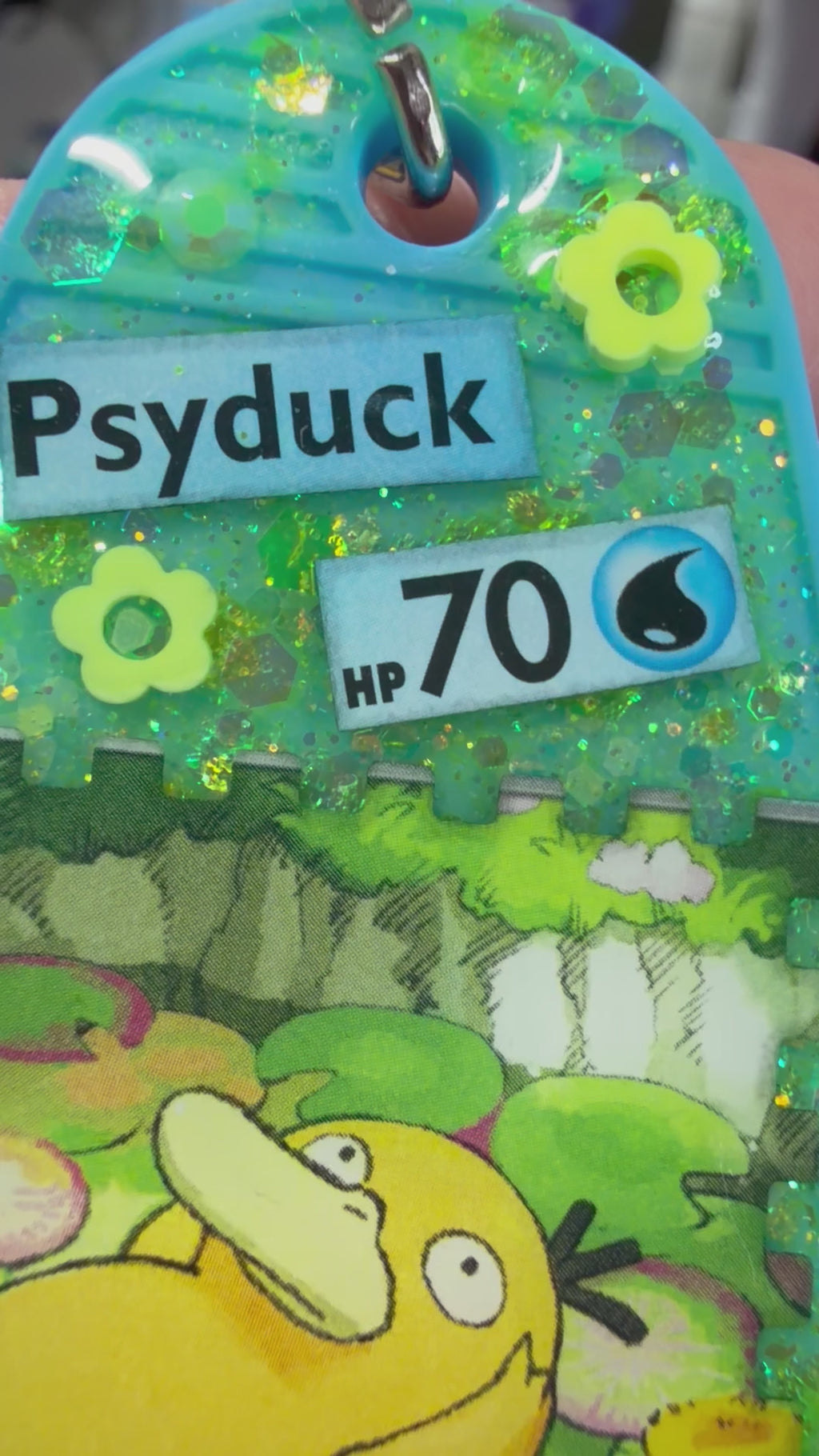 Psyduck Pokemon Card Upcycled Keychain