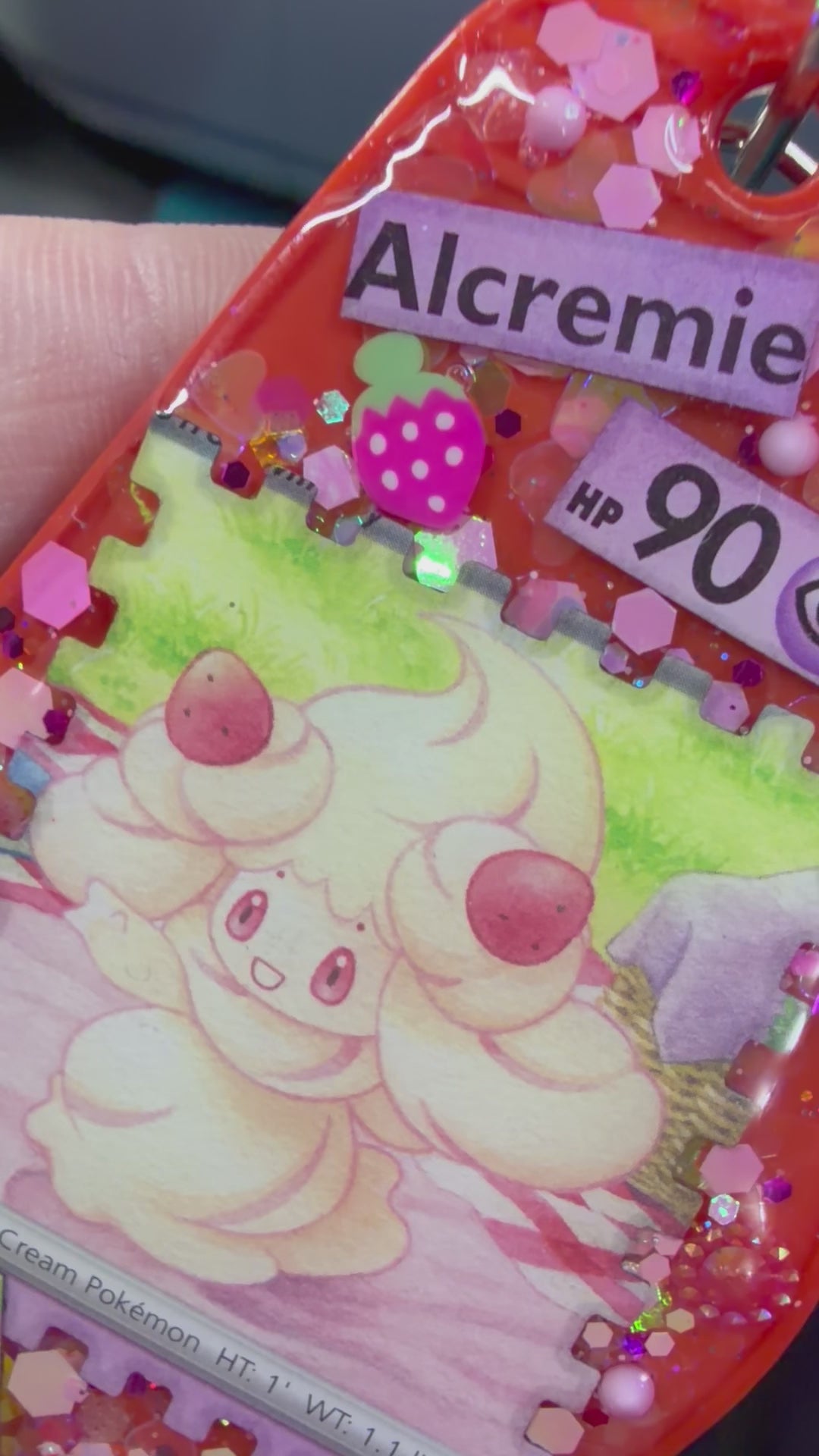 Alcremie Pokemon Card Upcycled Keychain
